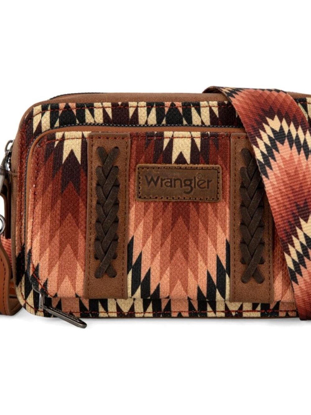 Wrangler Aztec Crossbody Bag for Women Multi Pocket Shoulder Bag Boho Cross Body